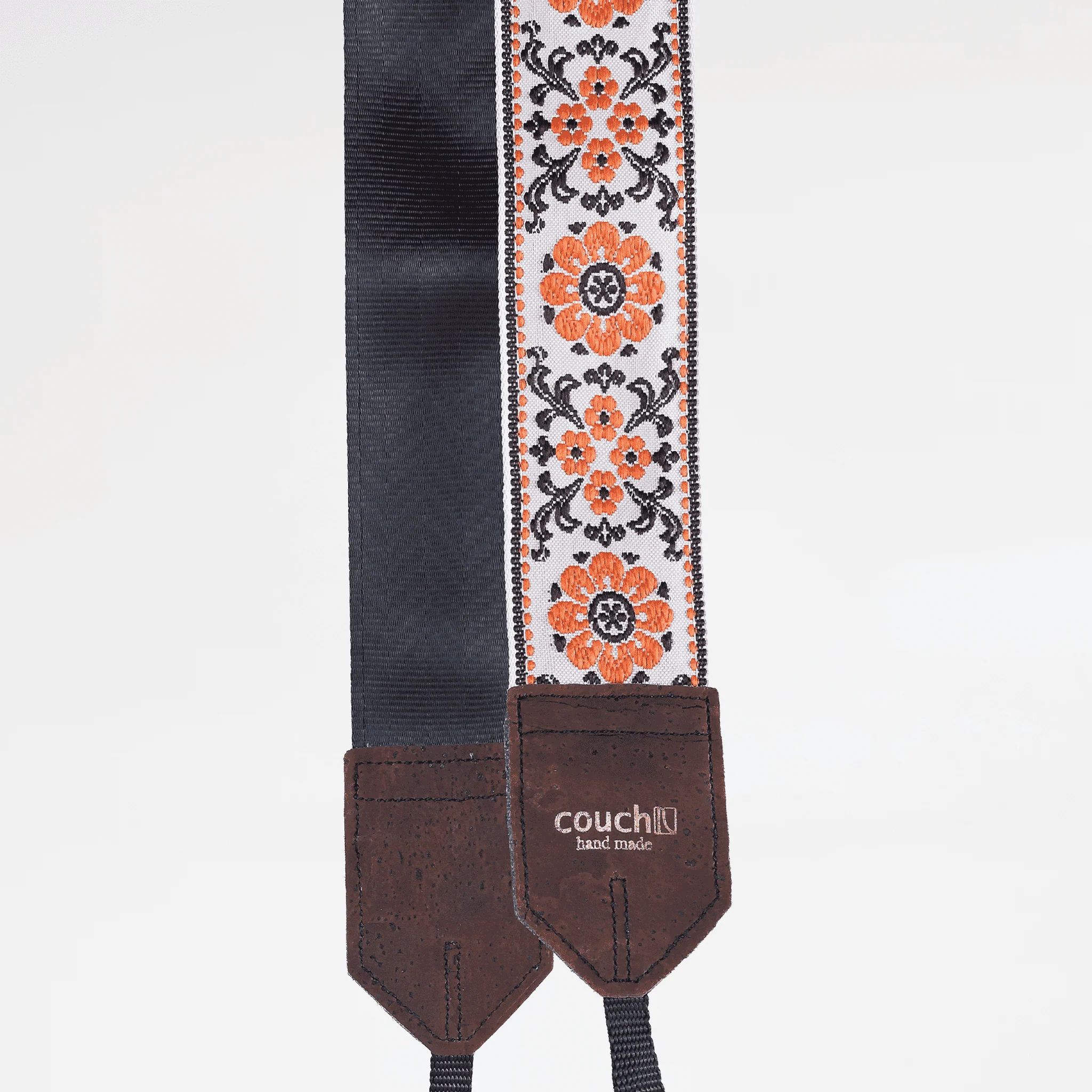 Couch Camera Strap | Cork and Orange Flowers - Image 3